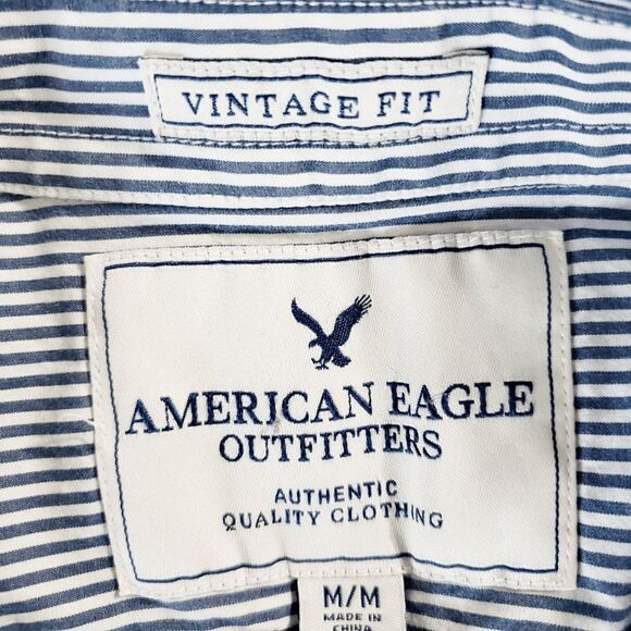 American Eagle Outfitters Stripe Button-up 100% Cotton Vintage Fit Top Size M - Picture 4 of 6